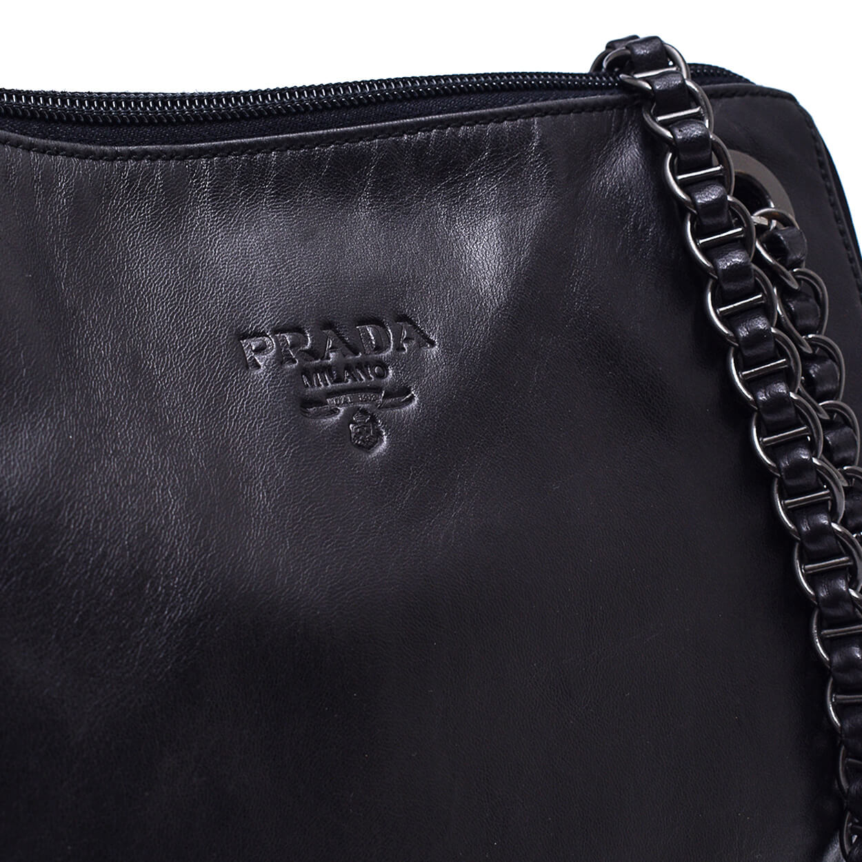 Prada - Black Lambskin Nylon Chain Small Vintage Shopper Bag